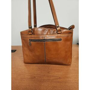Patricia Nash Poppy Tote with Tooled Brown Leather Shoulder Bag